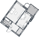 1-кімнатне планування квартири в будинку за адресою Радистів вулиця 40 (3)
