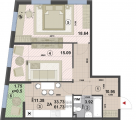 2-комнатная планировка квартиры в доме по адресу Панорамная улица 4а