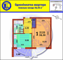 1-комнатная планировка квартиры в доме по адресу Данченко Сергея улица 34а