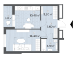 1-комнатная планировка квартиры в доме по адресу Ревуцкого улица 40в