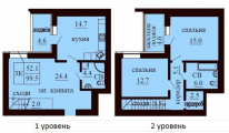 3-комнатная планировка квартиры в доме по адресу Мира улица 40