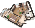 2-кімнатне планування квартири в будинку за адресою Радистів вулиця 40 (4)