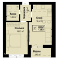 1-комнатная планировка квартиры в доме по адресу Франко Ивана улица №5