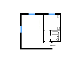 1-кімнатне планування квартири в будинку по проєкту 87-3