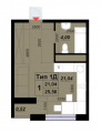 1-кімнатне планування квартири в будинку за адресою Практична вулиця Smart 14