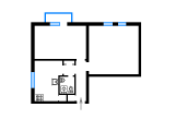 2-комнатная планировка квартиры в доме по проекту 1-201-13