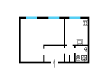 1-комнатная планировка квартиры в доме по проекту 1-201-18