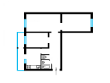 3-комнатная планировка квартиры в доме по проекту 1-480-12кб