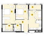 2-комнатная планировка квартиры в доме по адресу Берковецкая улица 6 (3)