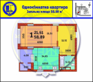 1-кімнатне планування квартири в будинку за адресою Лейпцигська вулиця 13а