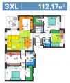3-комнатная планировка квартиры в доме по адресу Салютная улица 2б (12)