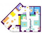 2-комнатная планировка квартиры в доме по адресу Кольцевая дорога 1 (10)