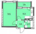 1-комнатная планировка квартиры в доме по адресу Воздухофлотский проспект 56 (2)
