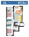 2-комнатная планировка квартиры в доме по адресу Салютная улица 2б (15)