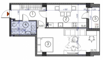 1-комнатная планировка квартиры в доме по адресу Чубинского Павла улица №6 (Жираф