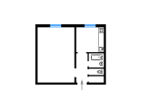 1-кімнатне планування квартири в будинку по проєкту II-29