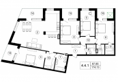 4-комнатная планировка квартиры в доме по адресу Пирятинская улица 6б