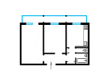 2-кімнатне планування квартири в будинку по проєкту 1-КГ-480-11у/4