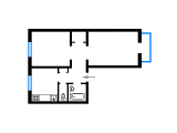 2-комнатная планировка квартиры в доме по проекту 1-424-12