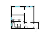 2-кімнатне планування квартири в будинку по проєкту КС-8-50