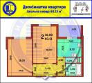 2-кімнатне планування квартири в будинку за адресою Данченка Сергія вулиця 32б