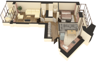 2-комнатная планировка квартиры в доме по адресу Радистов улица 34 (11с)
