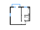 1-комнатная планировка квартиры в доме по проекту 87-3