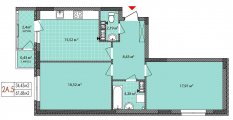 2-комнатная планировка квартиры в доме по адресу Выговского Ивана улица (Гречко маршала улица) 10е