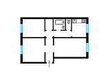 3-кімнатне планування квартири в будинку по проєкту 1-406-08