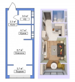 1-комнатная планировка квартиры в доме по адресу Киевская улица 2м