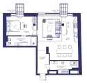 1-комнатная планировка квартиры в доме по адресу Сагайдачного Петра улица 18