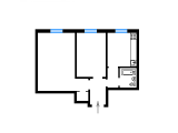 2-комнатная планировка квартиры в доме по проекту II-29