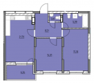 2-комнатная планировка квартиры в доме по адресу Воздухофлотский проспект 56 (2)