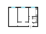2-кімнатне планування квартири в будинку по проєкту арх. Попенко Д. П.