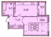 1-комнатная планировка квартиры в доме по адресу Краковская улица 27