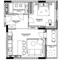 1-комнатная планировка квартиры в доме по адресу Набережно-Рыбальская улица №11