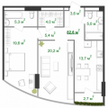 2-комнатная планировка квартиры в доме по адресу Старонаводницкая улица 16б (Г)