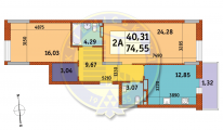 2-кімнатне планування квартири в будинку за адресою Глибочицька вулиця 43 (2)