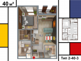 1-комнатная планировка квартиры в доме по адресу Бориспольская улица 67 (2)