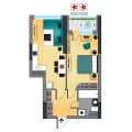 1-комнатная планировка квартиры в доме по адресу Победы проспект 5в