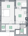 1-комнатная планировка квартиры в доме по адресу Радистов улица 14