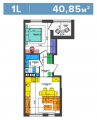 1-комнатная планировка квартиры в доме по адресу Салютная улица 2б (12)