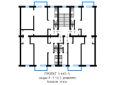 Поэтажная планировка квартир в доме по проекту 1-443-5