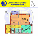 2-комнатная планировка квартиры в доме по адресу Аболмасова Андрея улица (Панельная улица) 4а