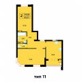2-комнатная планировка квартиры в доме по адресу Бархатная улица 20г