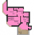 2-комнатная планировка квартиры в доме по адресу Счастливая улица 52