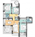 3-комнатная планировка квартиры в доме по адресу Семьи Хохловых улица 8 (А07)