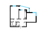 2-кімнатне планування квартири в будинку по проєкту 662/04-2006-АБ