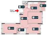 3-комнатная планировка квартиры в доме по адресу Победы проспект 67а