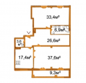 2-кімнатне планування квартири в будинку за адресою Пирогова вулиця 2/37б